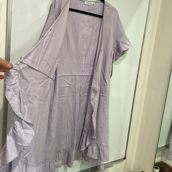 JUSTFAB Ruffle True Wrap Dress Linen Blend Size XXL NWT - Picture 14 of 14